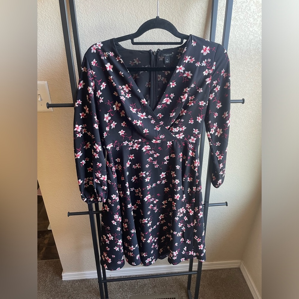 Ann Taylor Black Floral Dress
